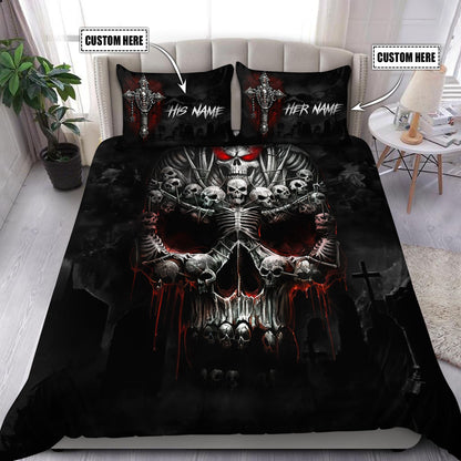 Customize Name Skull Art Bedding Set