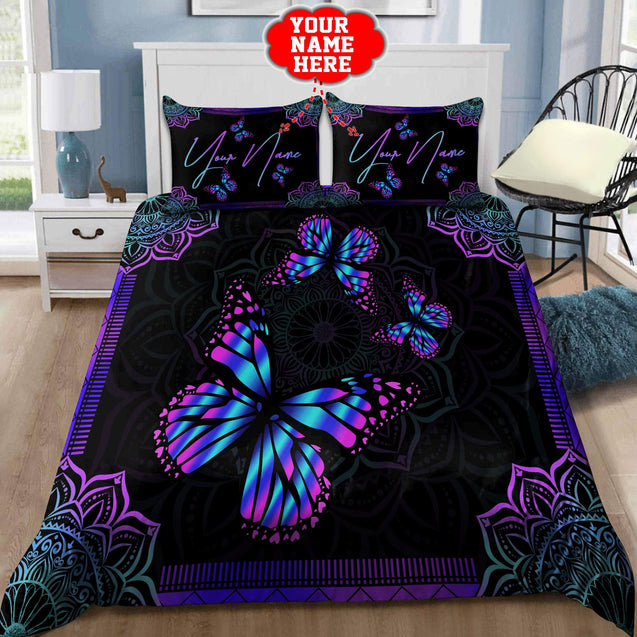 Customize Name Mandala Butterfly Bedding Set HHT09042101