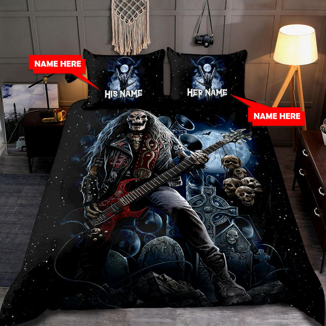 Customize Name Rocker Skull Bedding Set TNA08062104