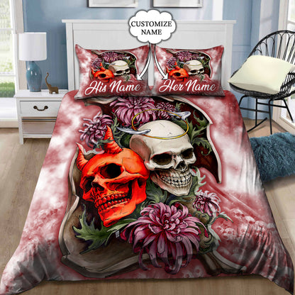Customize Name Skull Demon And Angel Bedding Set NTN09062104