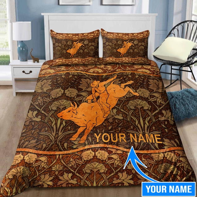 Personalized Name Bull Riding Rodeo Bedding Set