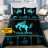 Personalized Name Rodeo Bedding Set Blue Bucking Horse