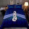 New Zealand Maori Moko Tattoo Manaia Pounamu Bedding Set Cobalt