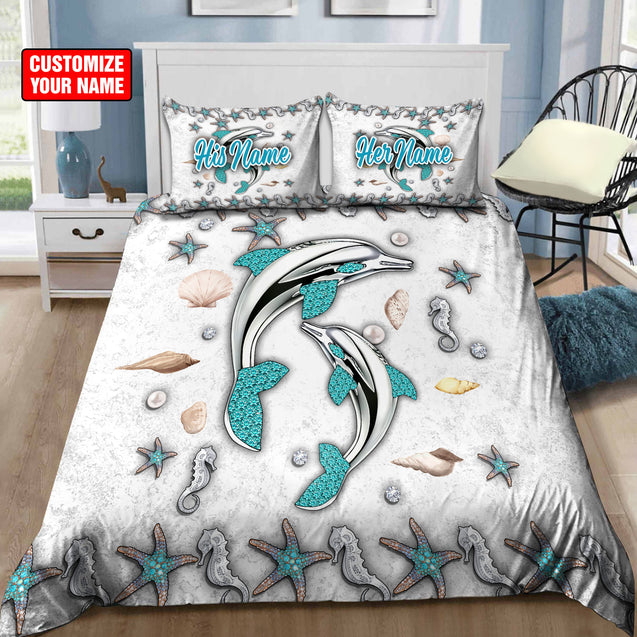 Customize Name Couple Dolphin Bedding Set DD05062101