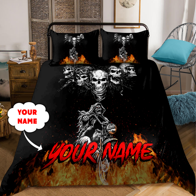 Customize Name Biker Skull Bedding Set DQB31052102