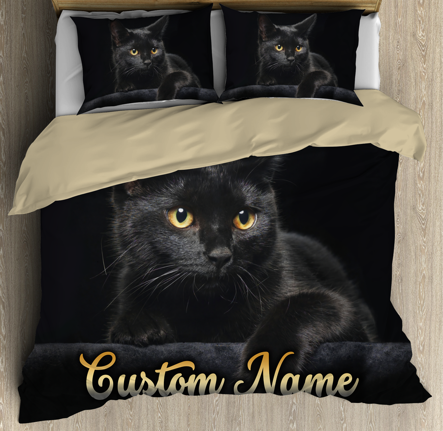 Customize Name Black Cat Bedding Set MH08052102