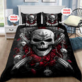 Customize Name Couple Skull Art Bedding Set