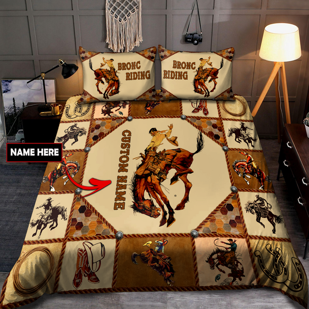 Personalized Name Rodeo Bedding Set Bronc Riding