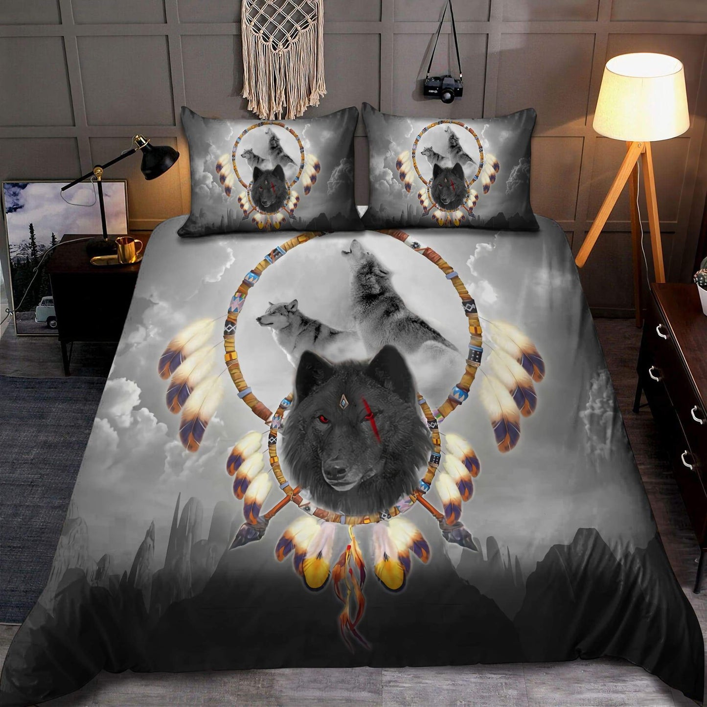 Native American Wolf 3D All Over Printed Bedding Set
