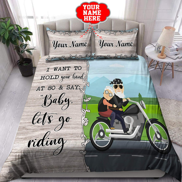 Customize Name Biker Couple Bedding Set HHT10042107