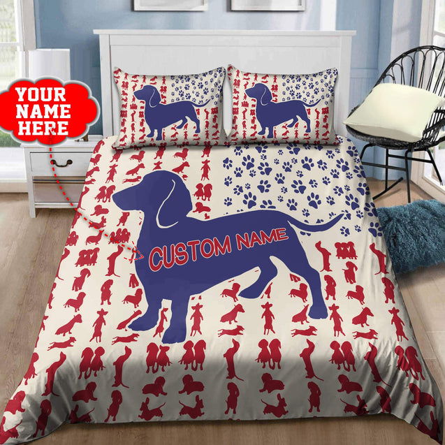 Customzie Name Dachshund And Love Bedding Set HHT17042103