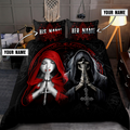 Customize Name Couple Skull Art Bedding Set