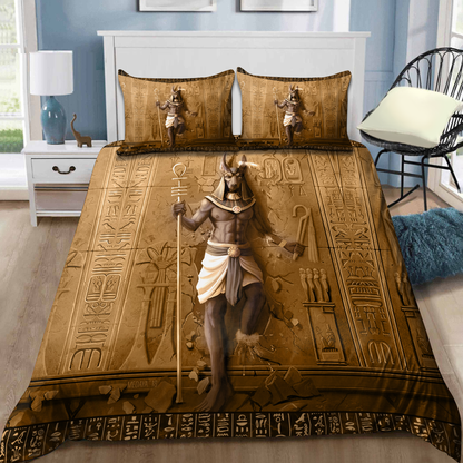 Anubis Face Gold Ancient Egyptian Mythology Culture 3D design Bedding set