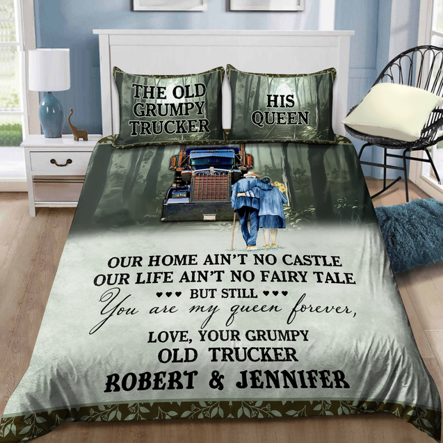 Premium Old Truck Driver And His Queen Bedding Set MEI