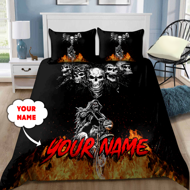 Customize Name Biker Skull Bedding Set DQB31052102