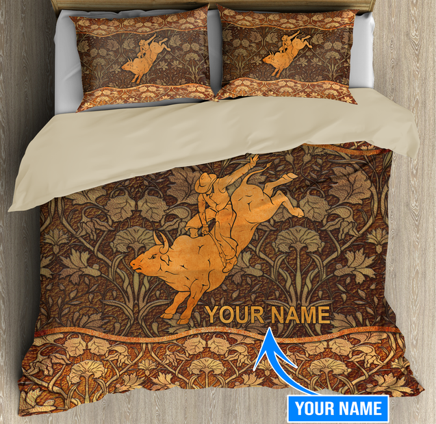 Personalized Name Bull Riding Rodeo Bedding Set