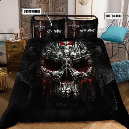 Customize Name Skull Art Bedding Set
