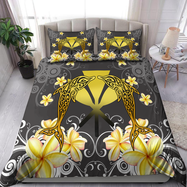 Couple Dolphin Hibiscus Polynesian Kanaka Hawaii Decorated 3D Bedding Set