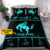 Personalized Name Rodeo Bedding Set Blue Bucking Horse