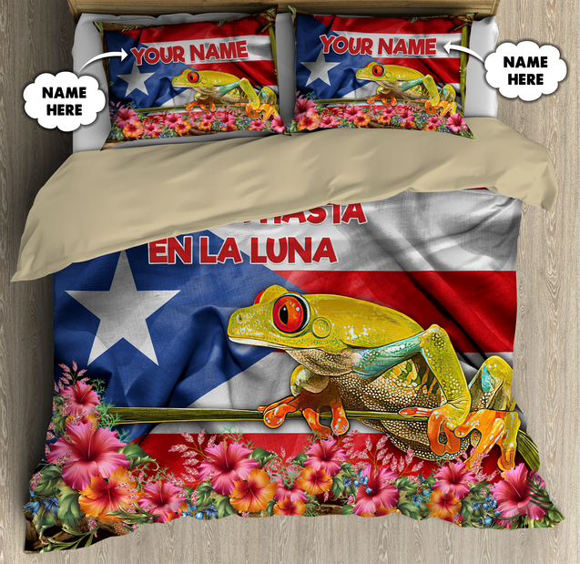 Customize Name Floral And Coqui Puerto Rico Bedding Set TNA01042106