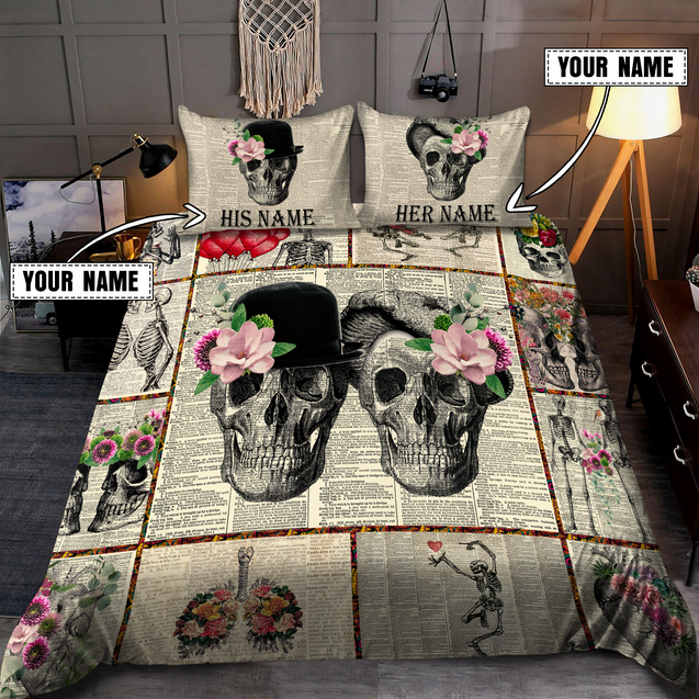 Customize Name Skull Art Bedding Set