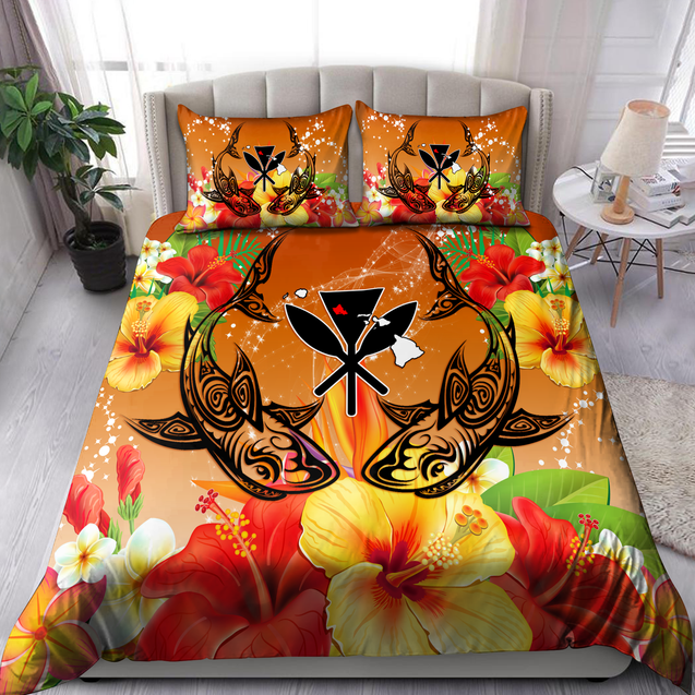 Amazing Polynesian Couple Shark Hawaiian Bedding Set ML