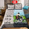 Customize Name Biker Couple Bedding Set HHT10042107