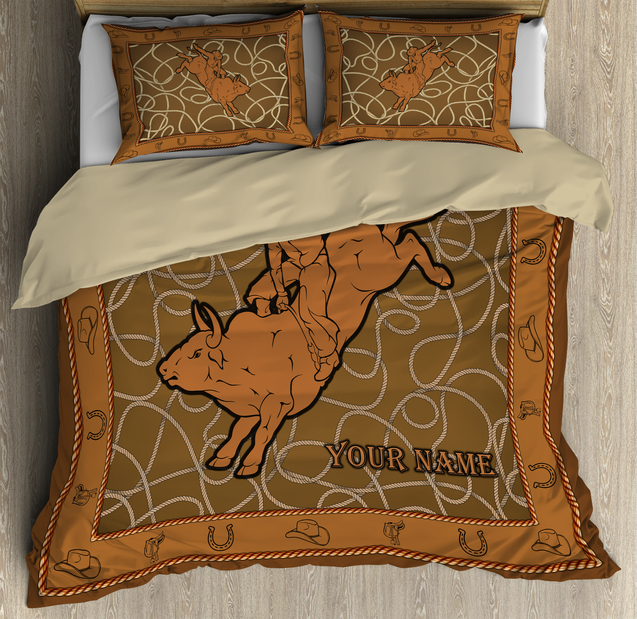 Personalized Name Bull Riding Rope Bedding Set