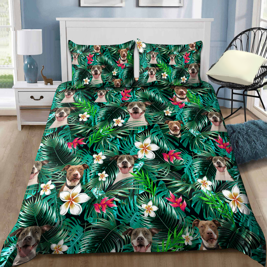 Pitbull hawaiian bedding set