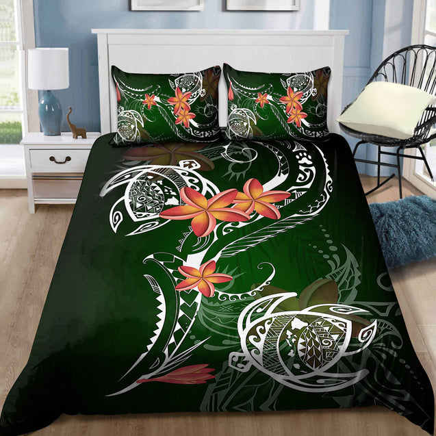 Amazing Polynesian Frangipani And Tattoo Hawaii Style Bedding Set ML