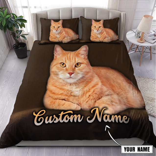 Customize Name Tabby Cat Bedding Set MH18052101