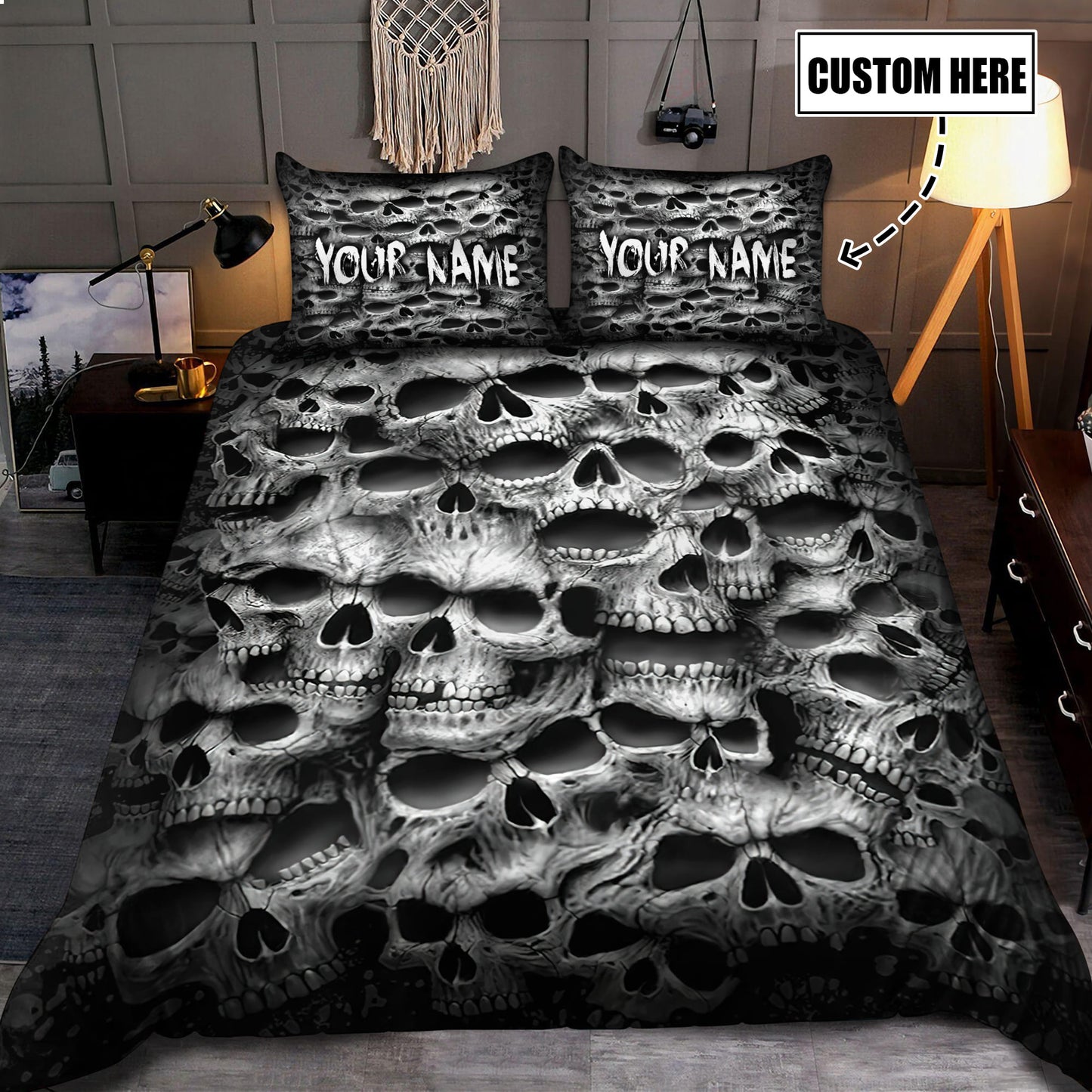 Customize Name Skull Bedding Set Pi17062103