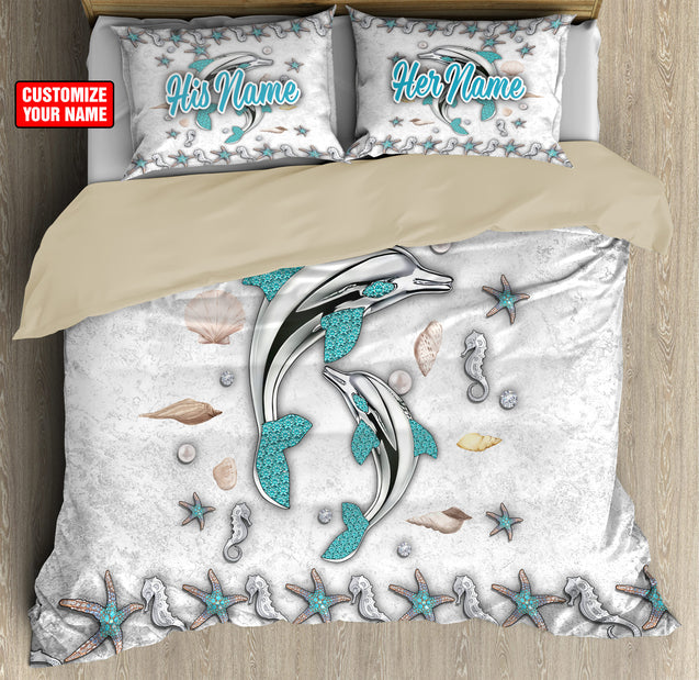 Customize Name Couple Dolphin Bedding Set DD05062101