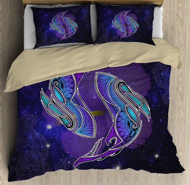 Amazing Polynesian Whale Tattoo Hawaii Style Bedding Set ML