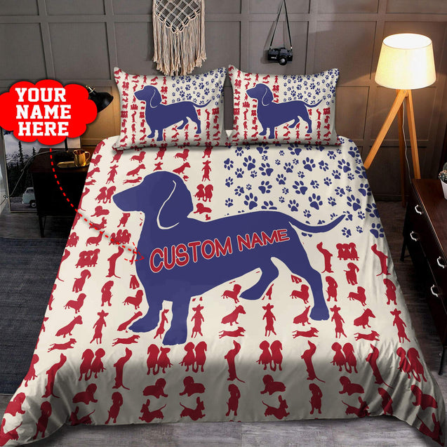 Customzie Name Dachshund And Love Bedding Set HHT17042103