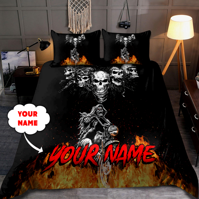 Customize Name Biker Skull Bedding Set DQB31052102