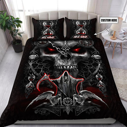 Customize Name Skull Art Bedding Set