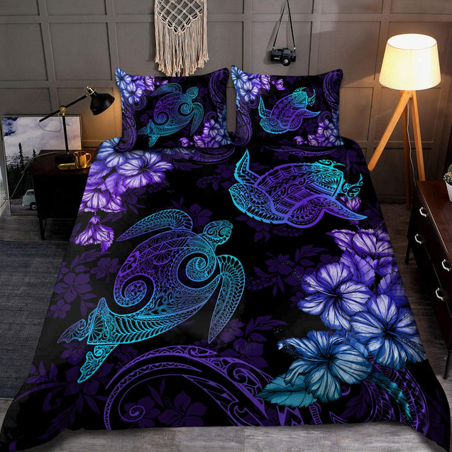 Beautiful Turtles Hibiscus Hawaii Bedding Set