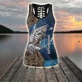 Bass fishing tattoo blue camo Combo Legging + Tank