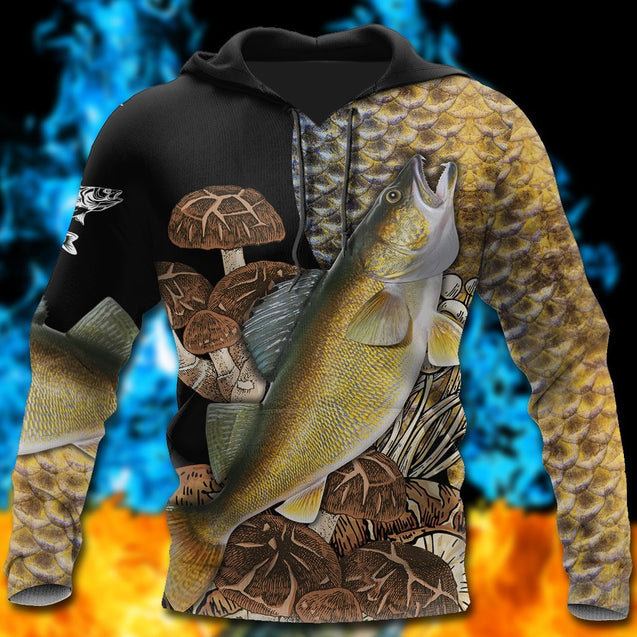 Walleye Fishing on skin mushrooms 3D all over printing shirts for men and women TR200201 - Amaze Style™-Apparel