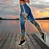 Bass fishing tattoo blue camo Combo Legging + Tank