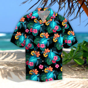 Turtles Hibiscus Tropical Hawaii Shirt - Amaze Style™-Apparel