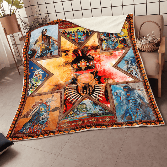 Native American Pow Wow 3D All Over Printed Blanket