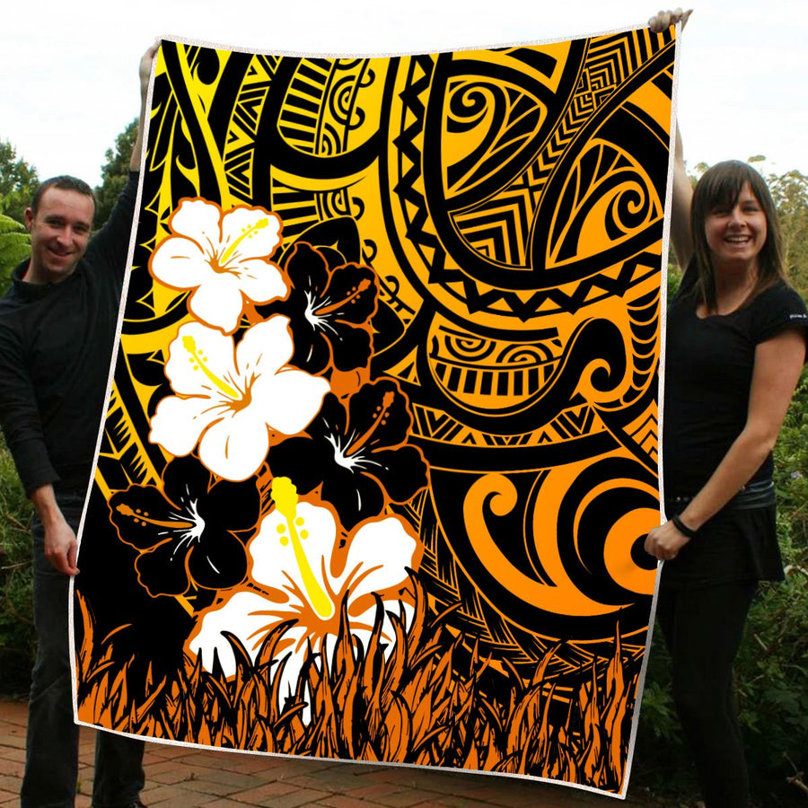 Amazing Polynesian Hibiscus And Tattoo Hawaii Style Painting Art Quilt ML