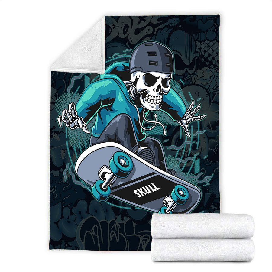 Premium Skateboard Skull Blanket
