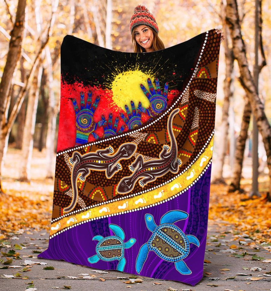 Aboriginal Culture Painting Art Colorful 3D Design Sherpa Blanket