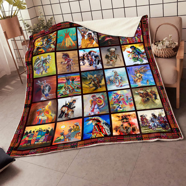 Native American Pow Wow 3D All Over Printed Blanket