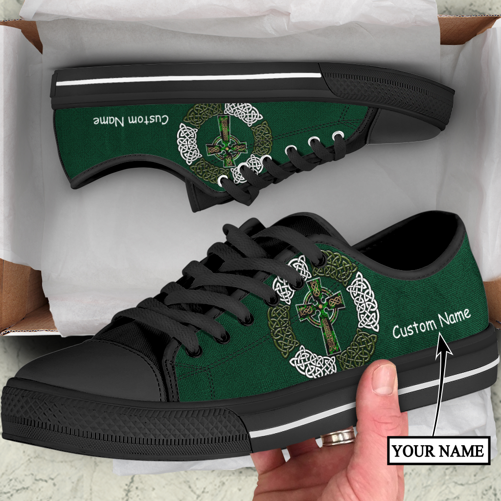 Irish St.Patrick cross low top shoes custom name