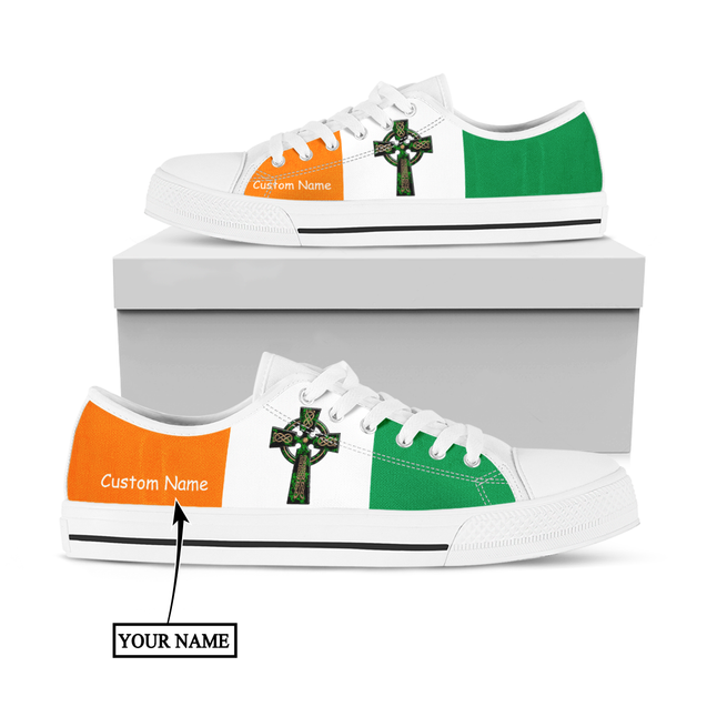 Irish St.Patrick cross low top shoes custom name