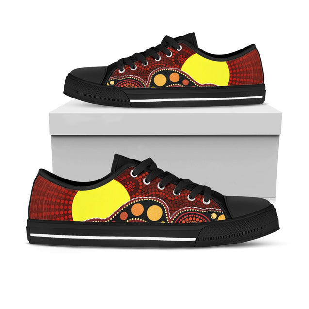 Aboriginal shoes australia colourful painting art Low Top Shoes